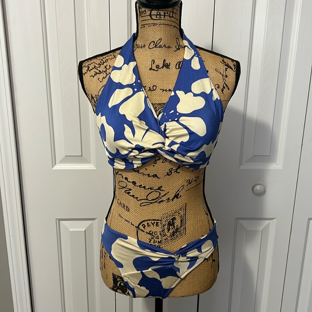 Jets Australia Blue & Cream Pattern Bikini